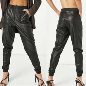 Spanx Faux Leather Jogger High Waisted Pull-On Black Pants